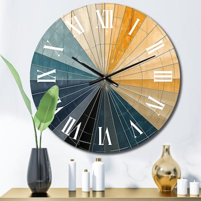 Designart "Mid-Century New Balance Abstract Geometrics II" Modern Midcentury Oversized Wall Clock