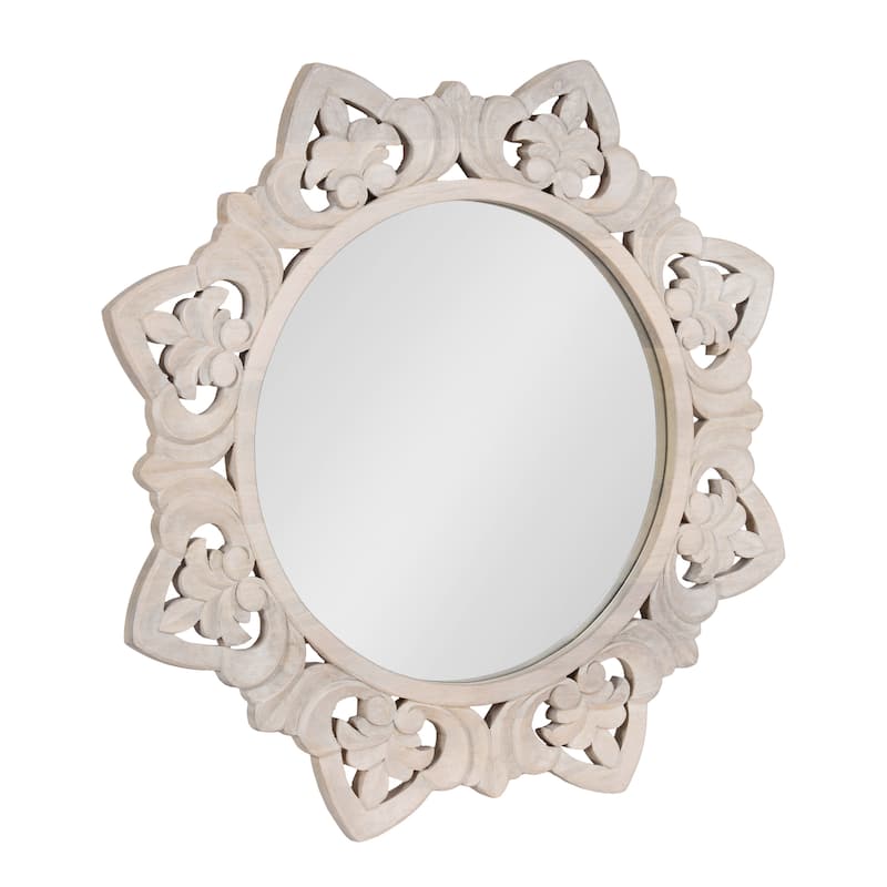 Kate and Laurel Meera Carved Wood Mirror - 28x28 - 28x28 - Brown