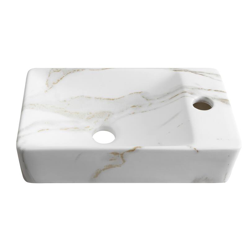 Felix Modern Wall Mounted Rectangular Ceramic Mini Sink, By JONATHAN Y - Gray Marble