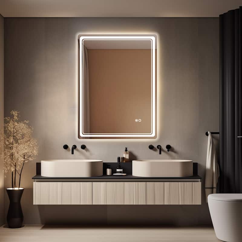 Wallbeyond 3-Tone Modern Style Frameless Rectangular LED Wall Mirror