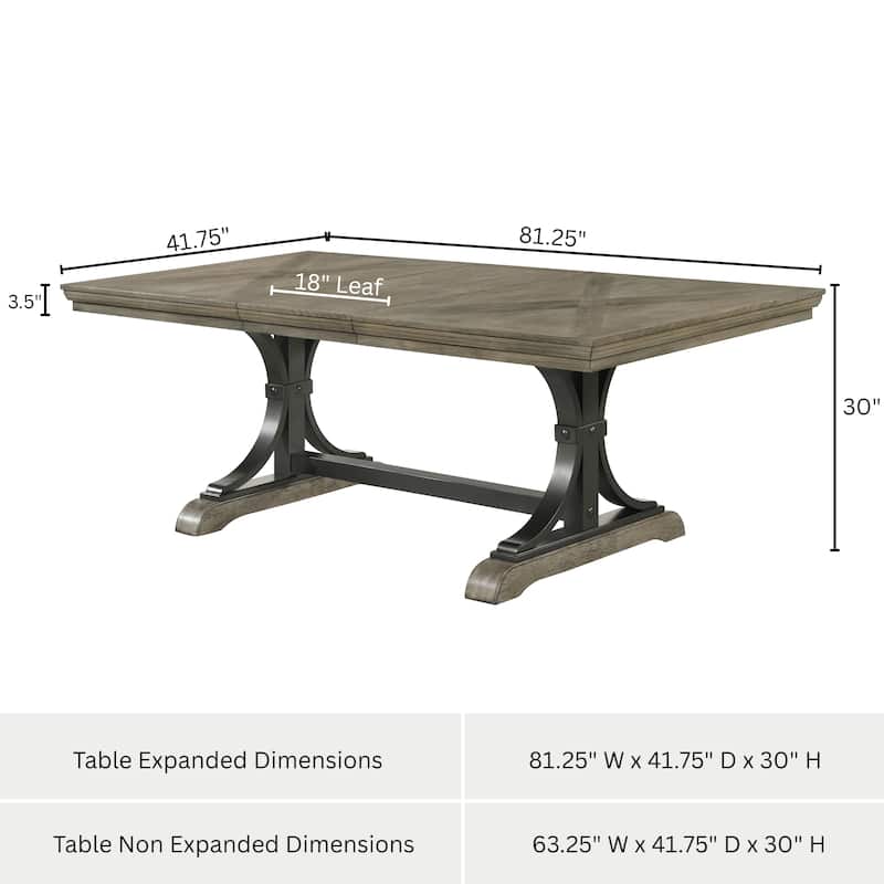 Roundhill Furniture Dasher Driftwood Finish Extendable Table