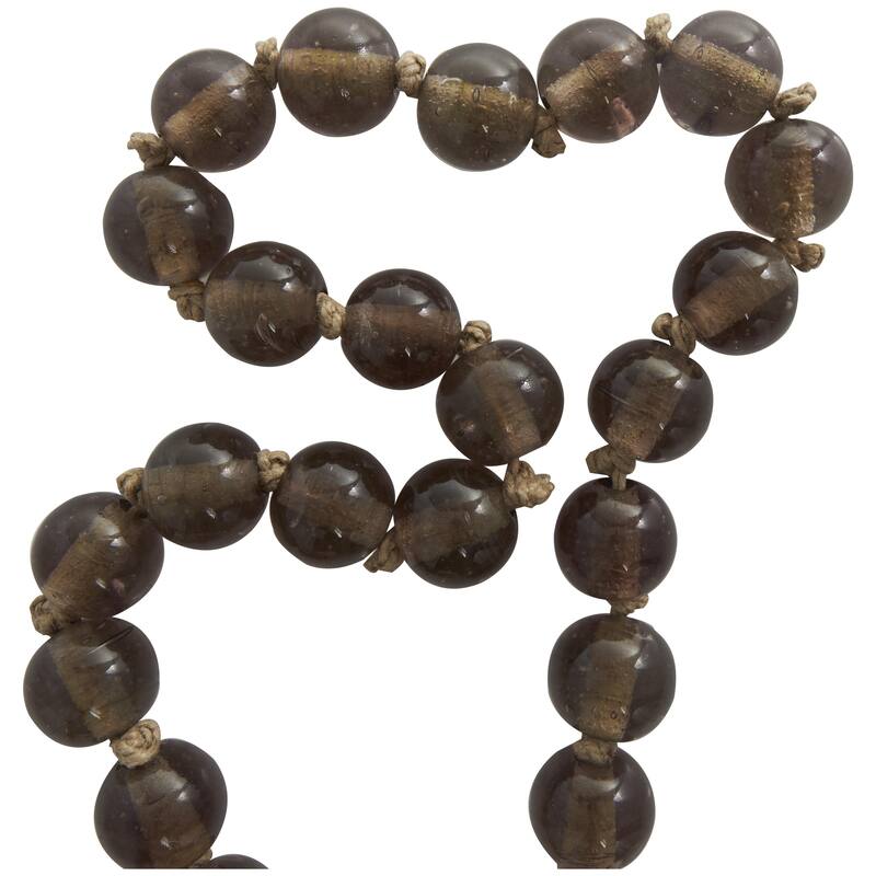 Glass Handmade Round Beaded Garland with Tassel with Knotted Brown Jute - Roche River Decor