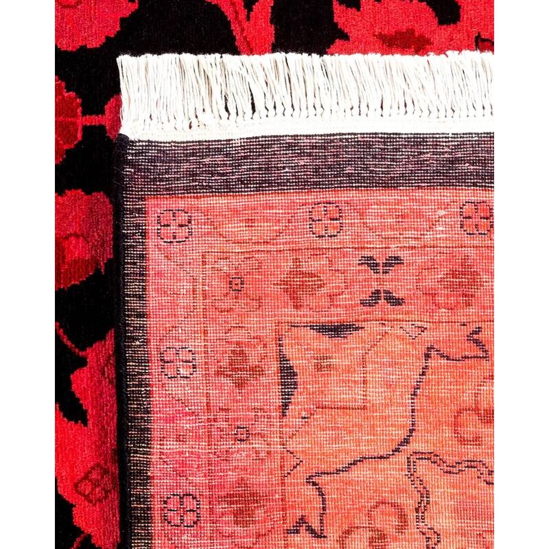 Overton Hand Knotted Wool Vintage Inspired Modern Contemporary Overdyed Red Area Rug - 6' 3" x 9' 5"
