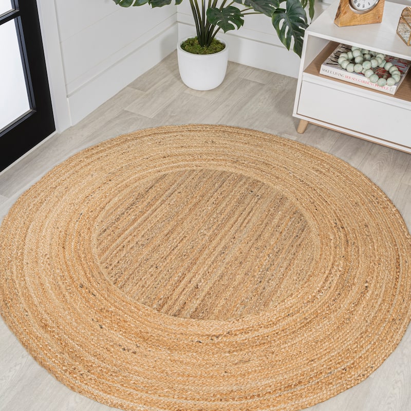 JONATHAN Y Piper Two-Tone Jute Hippy Circle Area Rug