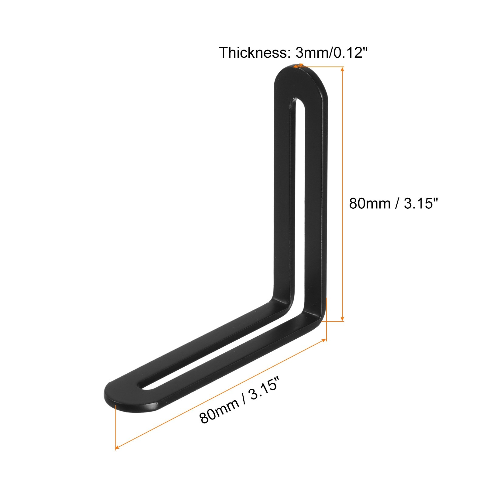 Adjustable L-Shape Corner Brace with Slot Bracket, - Black