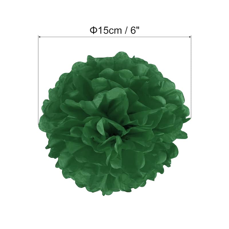 10Pcs 4" Tissue Pom Poms Paper Flowers Ball Party Wedding Decor - Dark Green - 6"