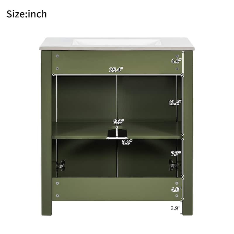 GDFStudio - Elysia Wood & Ceramic Bathroom Vanity with Sink & Storage Cabinet Organizer