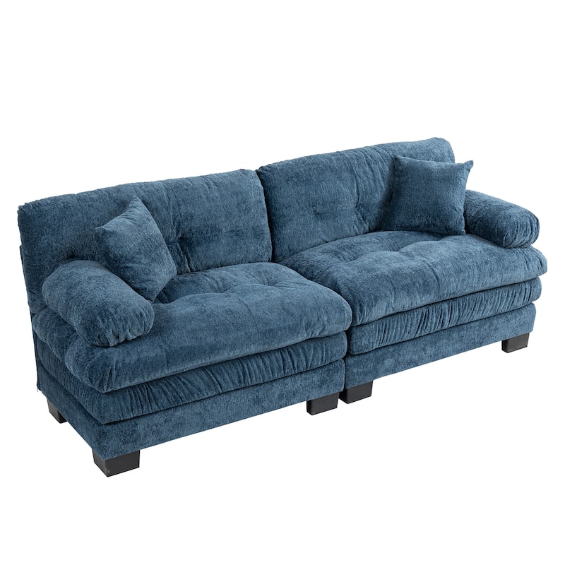 84" Upholstered 3-Seater Sofa with Dual-Layer Memory Foam Cushioning, and Complimentary Comfort Pillows