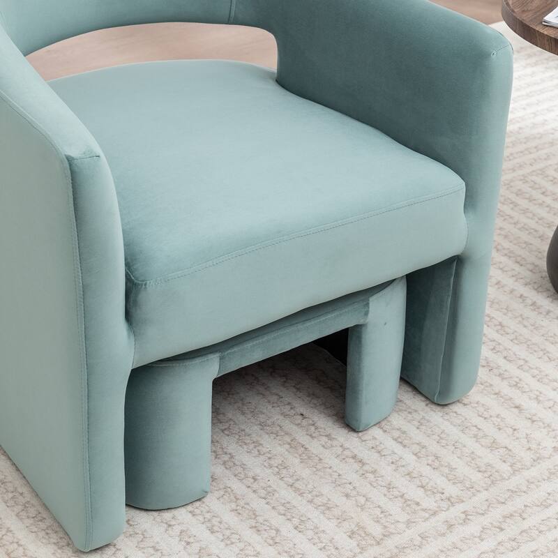 SEYNAR Modern Glam Velvet Accent Armchair Open Back with Ottoman Set of 2