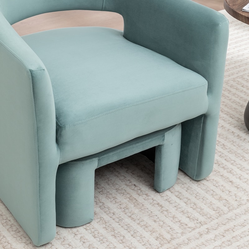SEYNAR Modern Glam Velvet Accent Armchair Open Back with Ottoman