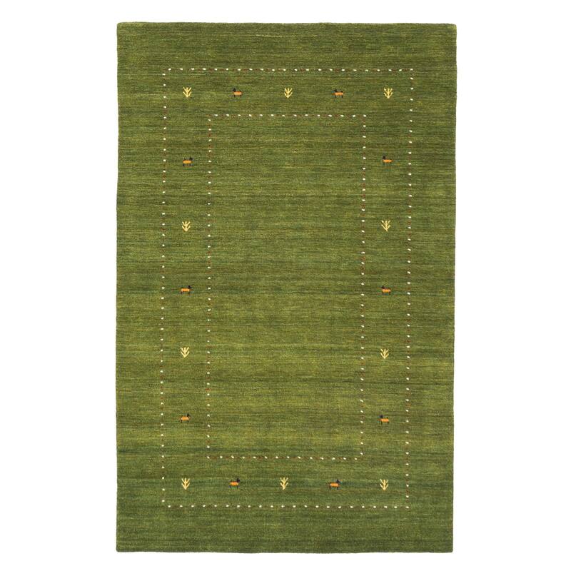 ECARPETGALLERY Hand Loomed Kashkuli Gabbeh Green Wool Rug - 5'0 x 7'10