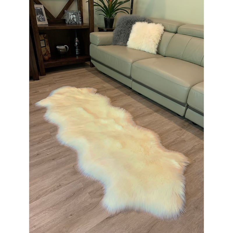 Ovella Home Premium Luxurious Faux Sheepskin 2-Pelt Plush Shag Runner Rug - 2' x 6' - 2' x 6'
