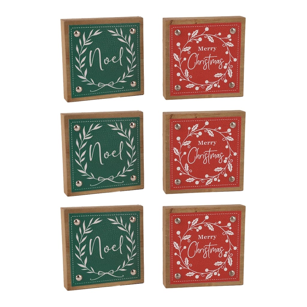 Set of 6 "Noel" and "Merry Christmas" Tabletop Signs 5"