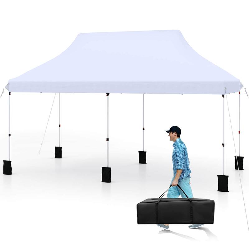 Costway 10 x 20 FT Pop-up Canopy UPF50+ Sun Protection Tent with - See Details - White