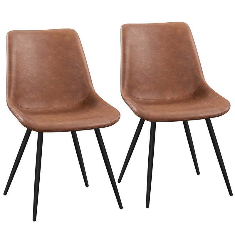 Yaheetech 2PCS Faux Leather Dining Chairs with Metal Legs for Kitchen Dining Room
