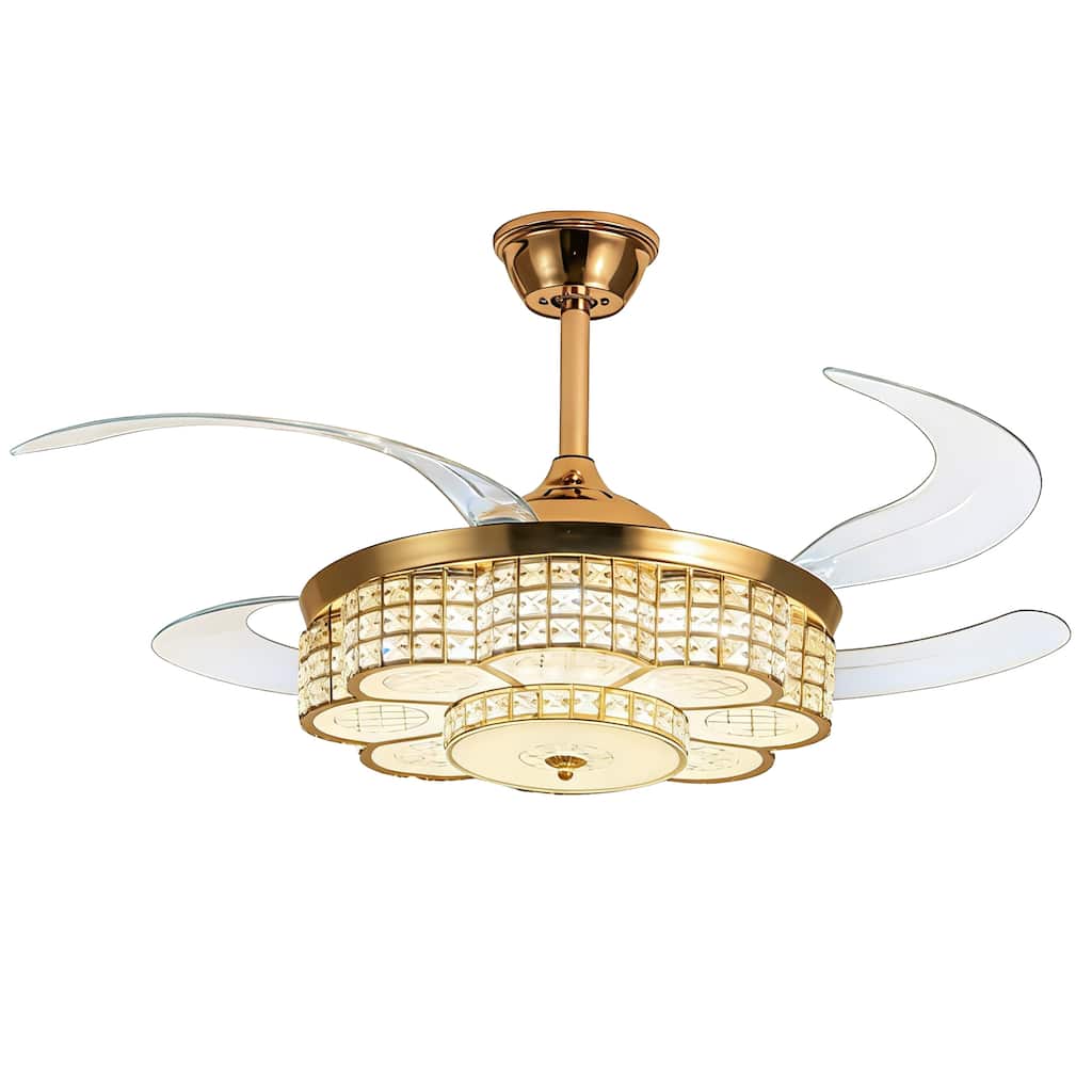 Sofucor 48" Ceiling Fan With Retractable Blades,Indoor with Light,Remote Control,Noiseless,for Patio Living Room,Bedroom