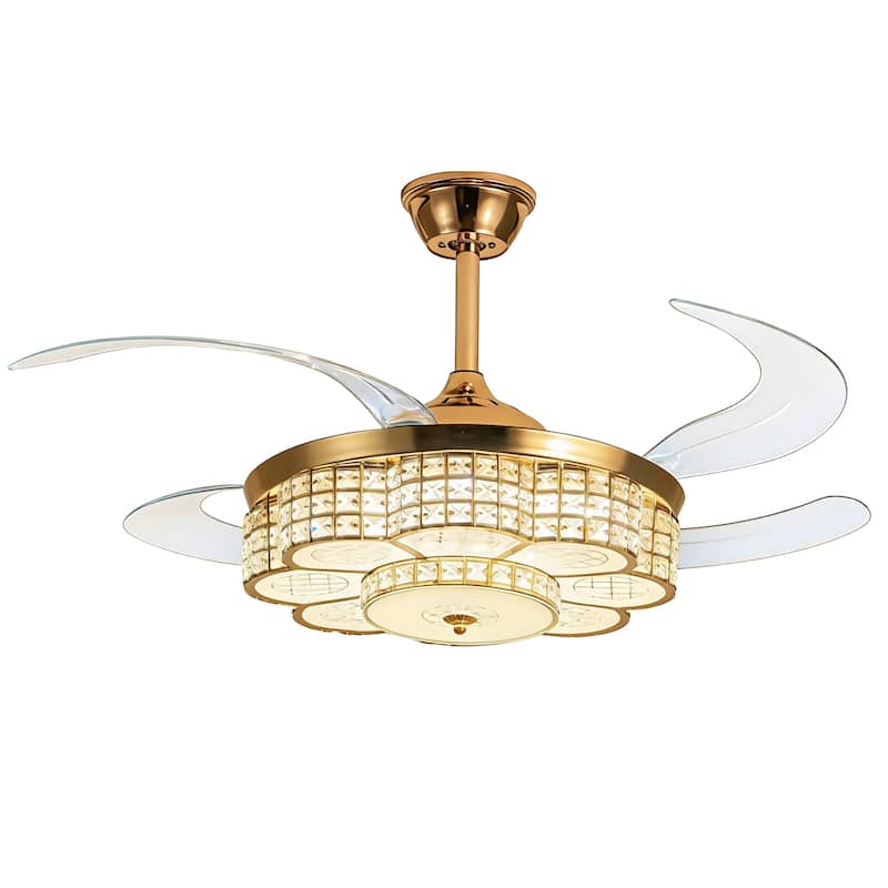 Sofucor 48" Ceiling Fan With Retractable Blades,Indoor with Light,Remote Control,Noiseless,for Patio Living Room,Bedroom