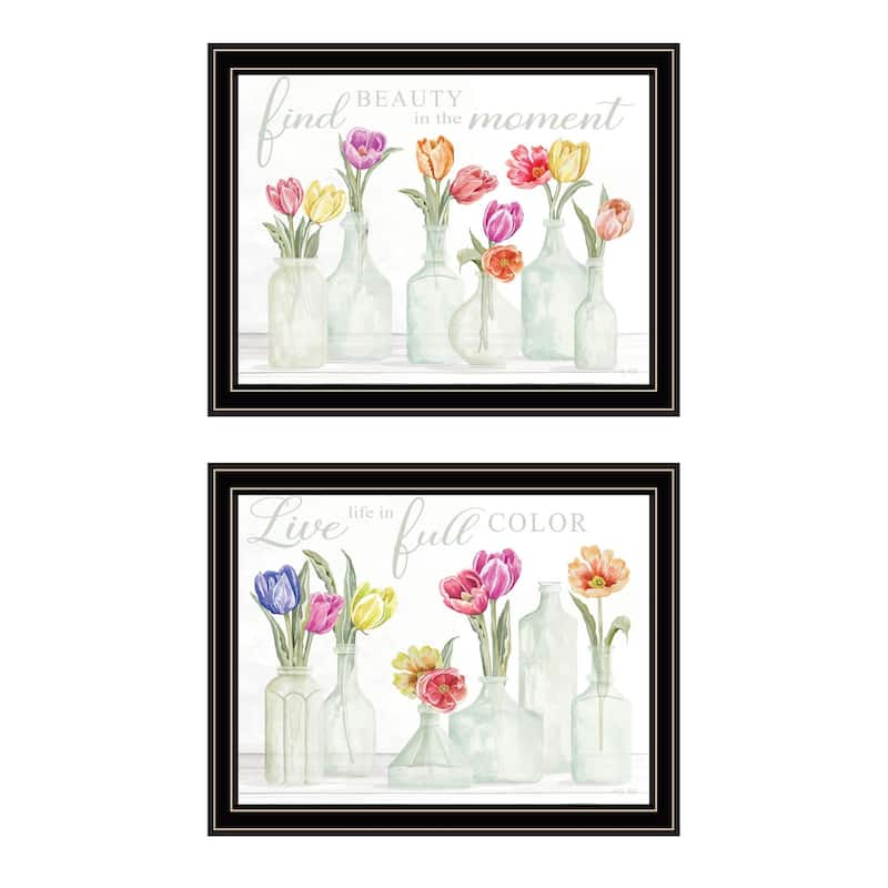 Trendy Decor 4U "Live in The Beauty of The Moment" Printed Framed Wall Art by Cindy Jacobs - Black - 18 x 14