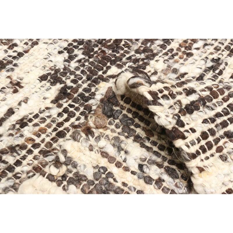 ECARPETGALLERY Braid weave Sienna Dark Brown Wool Rug - 6'5 x 8'8