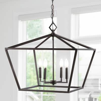 Floyd 4-Light Adjustable Iron Rustic Glam LED Pendant, by JONATHAN Y