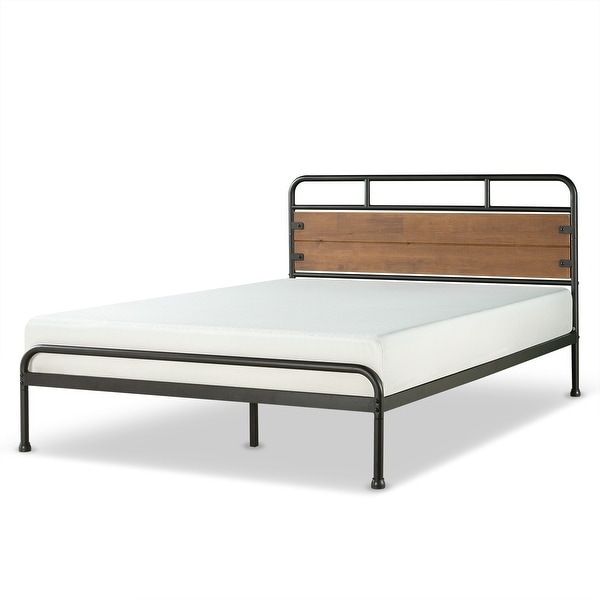 Priage by Zinus 41 Inch Brown Metal and Wood Platform Bed