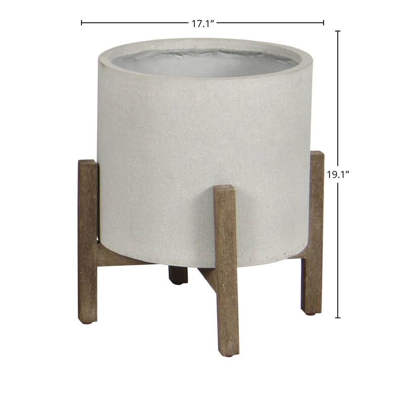 Mulber 19" Round Standing Pot, Natural Stone