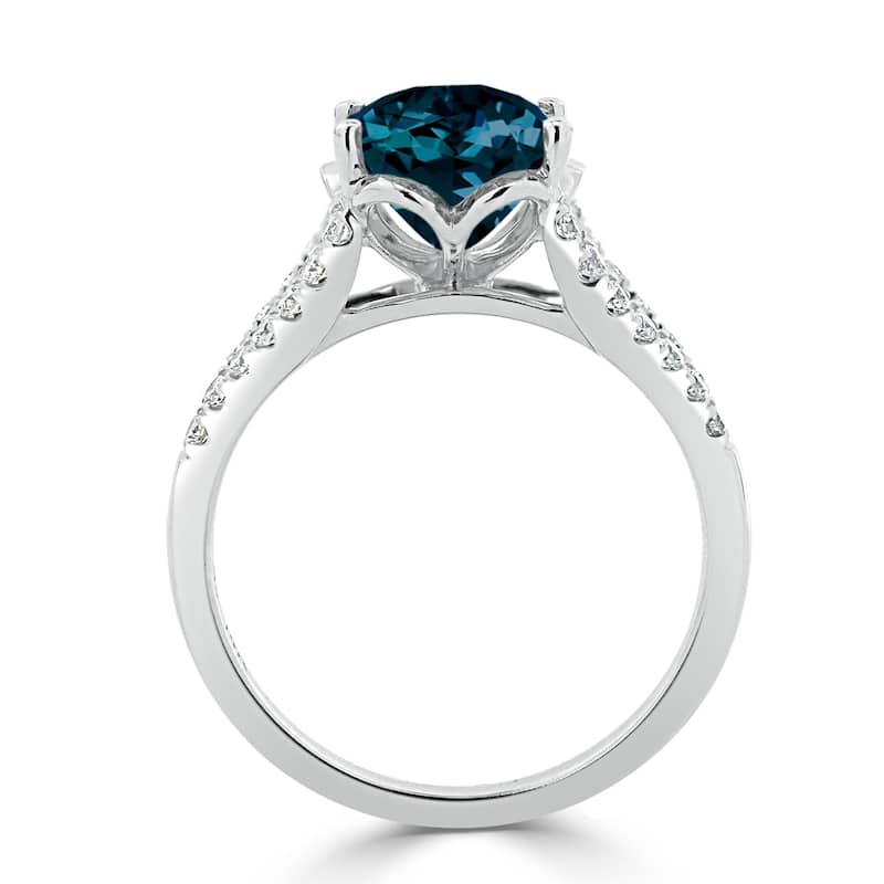 Auriya 3 1/3ct Fancy Oval London Blue Topaz and Diamond Engagement Ring 1/3cttw 14k Gold
