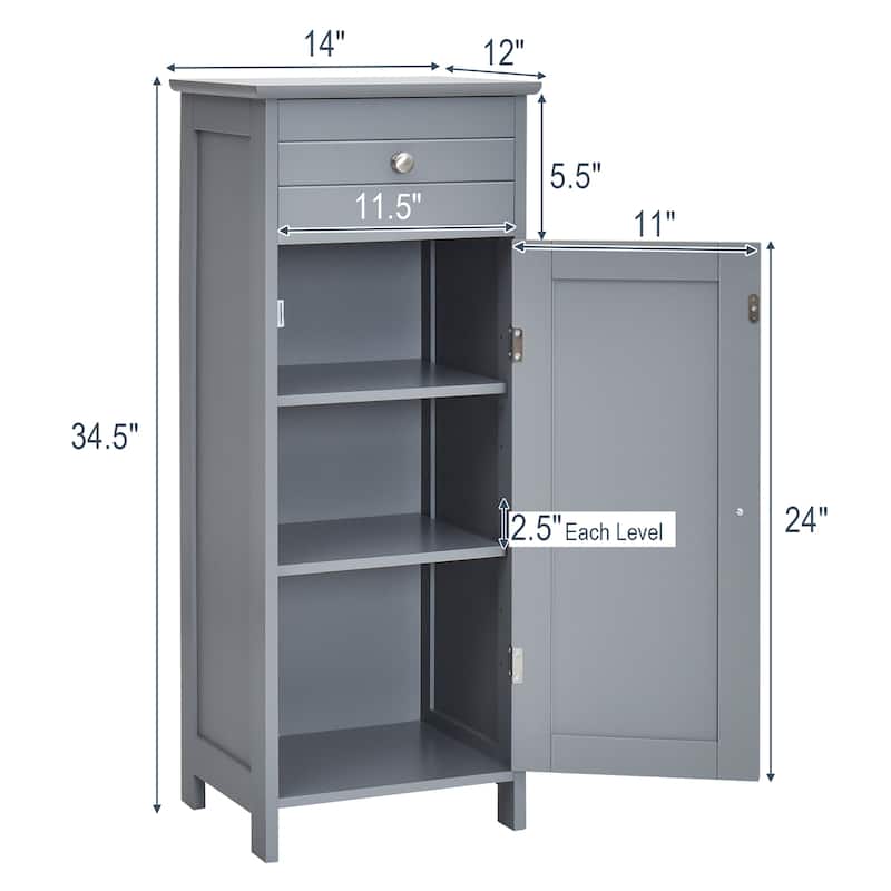 Costway Bathroom Floor Cabinet Storage Organizer Free-Standing with
