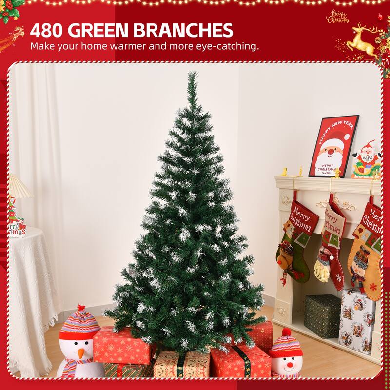 5-Foot Snow-Tipped Artificial Christmas Tree with 480 PVC Branch Tips and Metal Stand - 5 Feet
