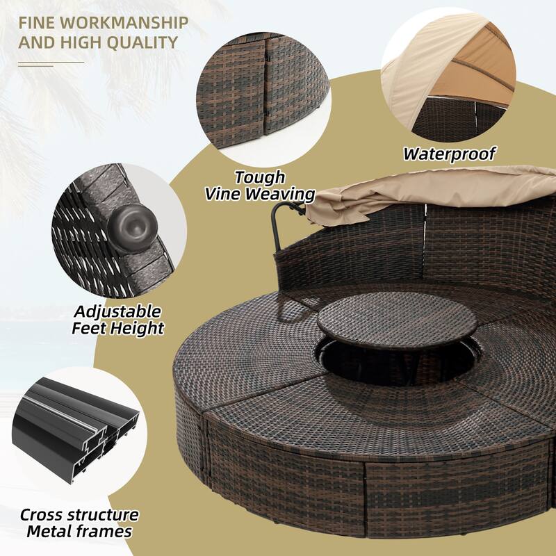 GALDWIN outdoor rattan bed, balcony courtyard sunshade sofa