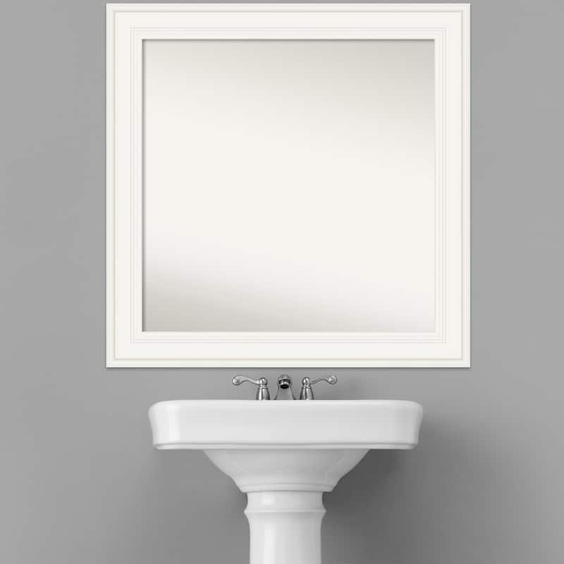 Non-Beveled Bathroom Wall Mirror - Ridge White Frame - Ridge White
