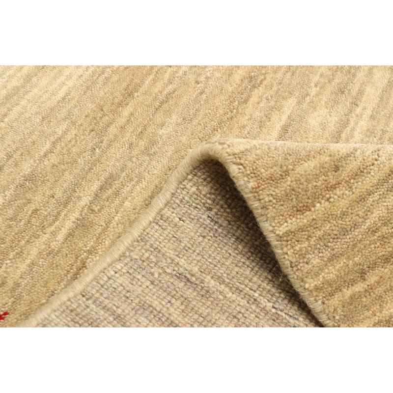 ECARPETGALLERY Hand Loomed Kashkuli Gabbeh Khaki Wool Rug - 4'0 x 5'9