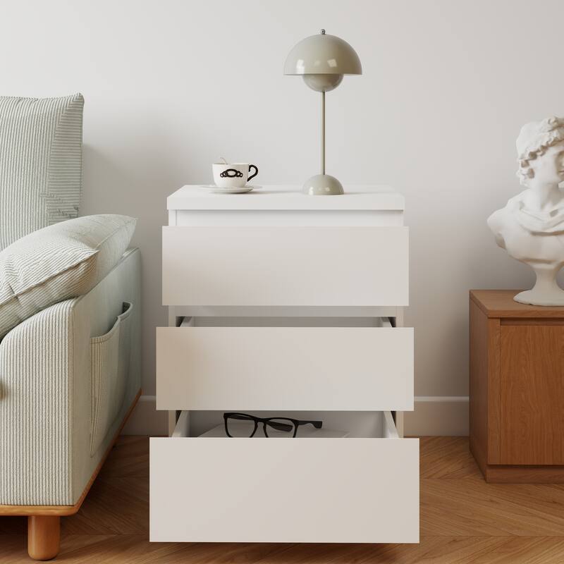 19.7-Inch Nightstand with 3 Drawers, Beside Table with Drawers Handle Free Design,Thickened Top Plate,for Bedroom,Living Room