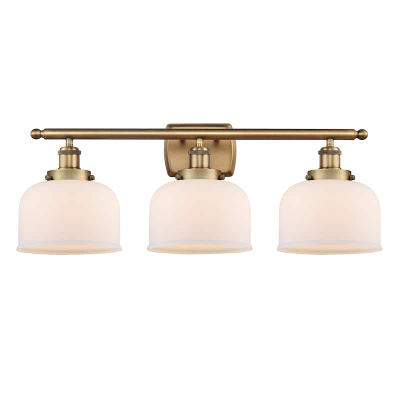 Innovations Lighting Ballston Urban Bell - 3 Light 28" Bath Vanity Light - Brushed Brass/Matte White