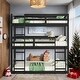 preview thumbnail 9 of 22, Artsy Rubber Wood Bunk Bed with Two Built-in Ladders, Guardrails, Twin over Twin over Twin, Detachable Triple Bunk Bed