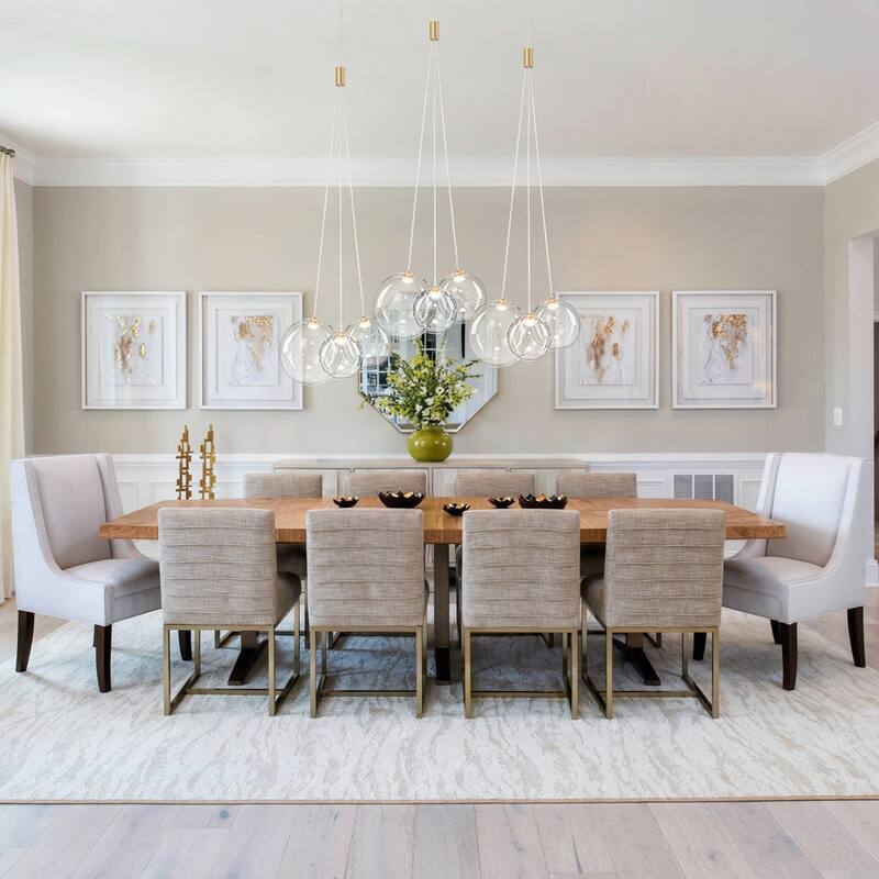 Modern 3-Light Dimmable LED Glass Globe Bubble Cluster Chandelier - Clear Glass