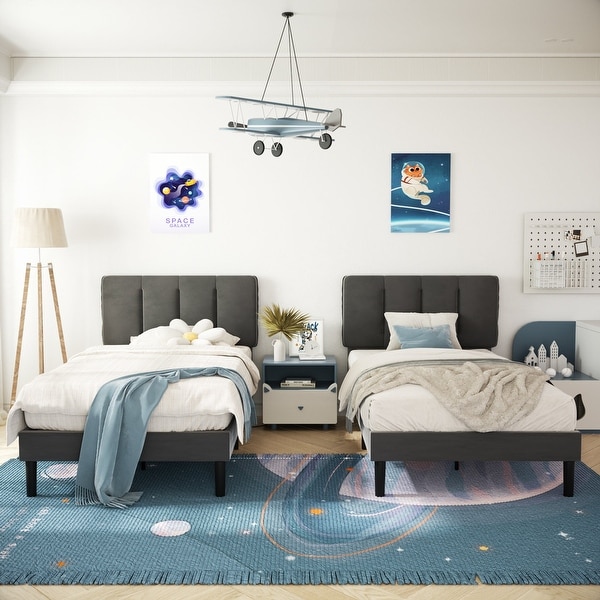 VECELO Tufted Upholstered Platform Bed Frame with Adjustable