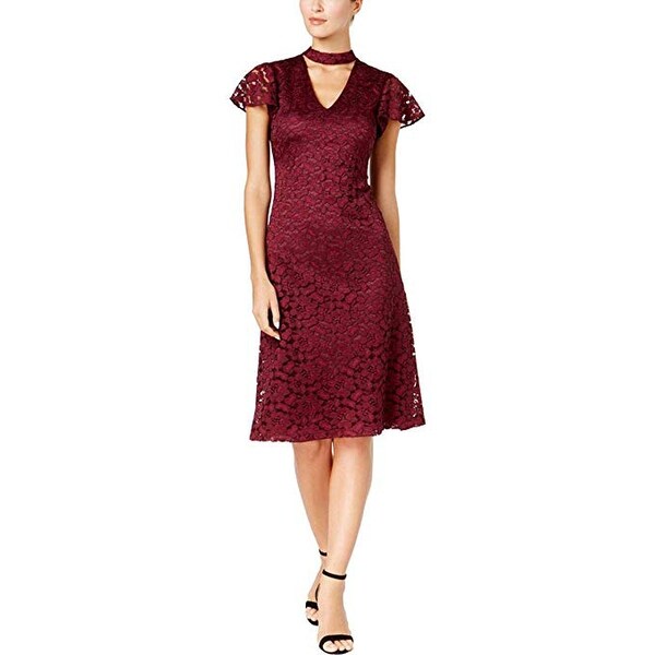 burgundy choker dress