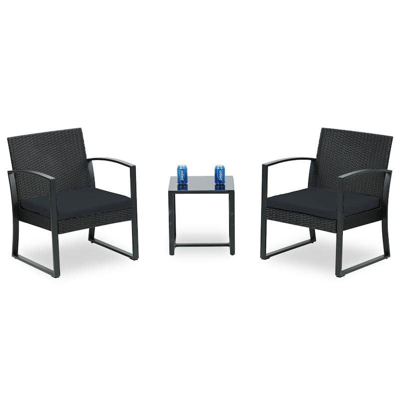 Aoodor 3-Piece Patio Furniture Set - Outdoor Rattan Wicker Chairs with Table, Sofa Set Including Cushions - N/A