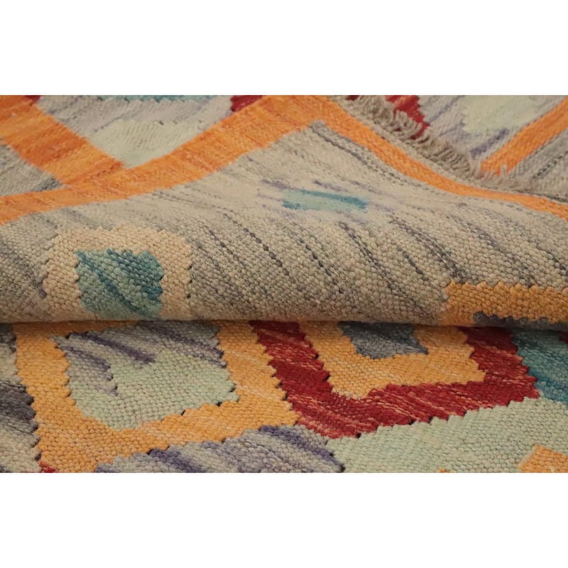 Hand Woven Oriental 100% Wool Carpet Southwestern Tribal Multi-Colored Kilim Area Rug - 6' 0'' X 4' 0''