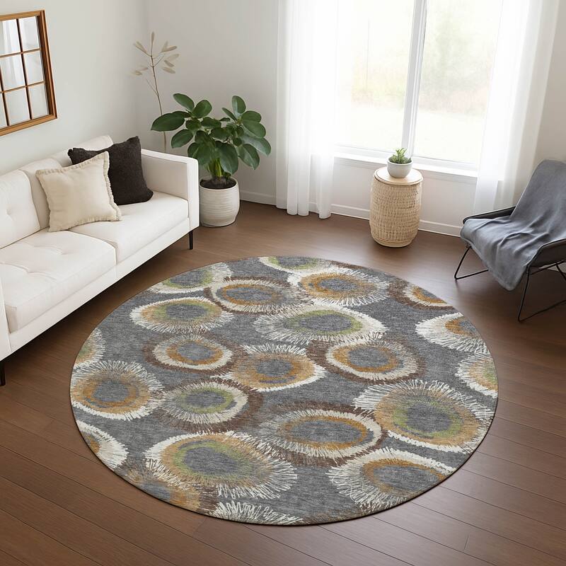 Machine Washable Indoor/ Outdoor Modern Spikey Chantille Rug