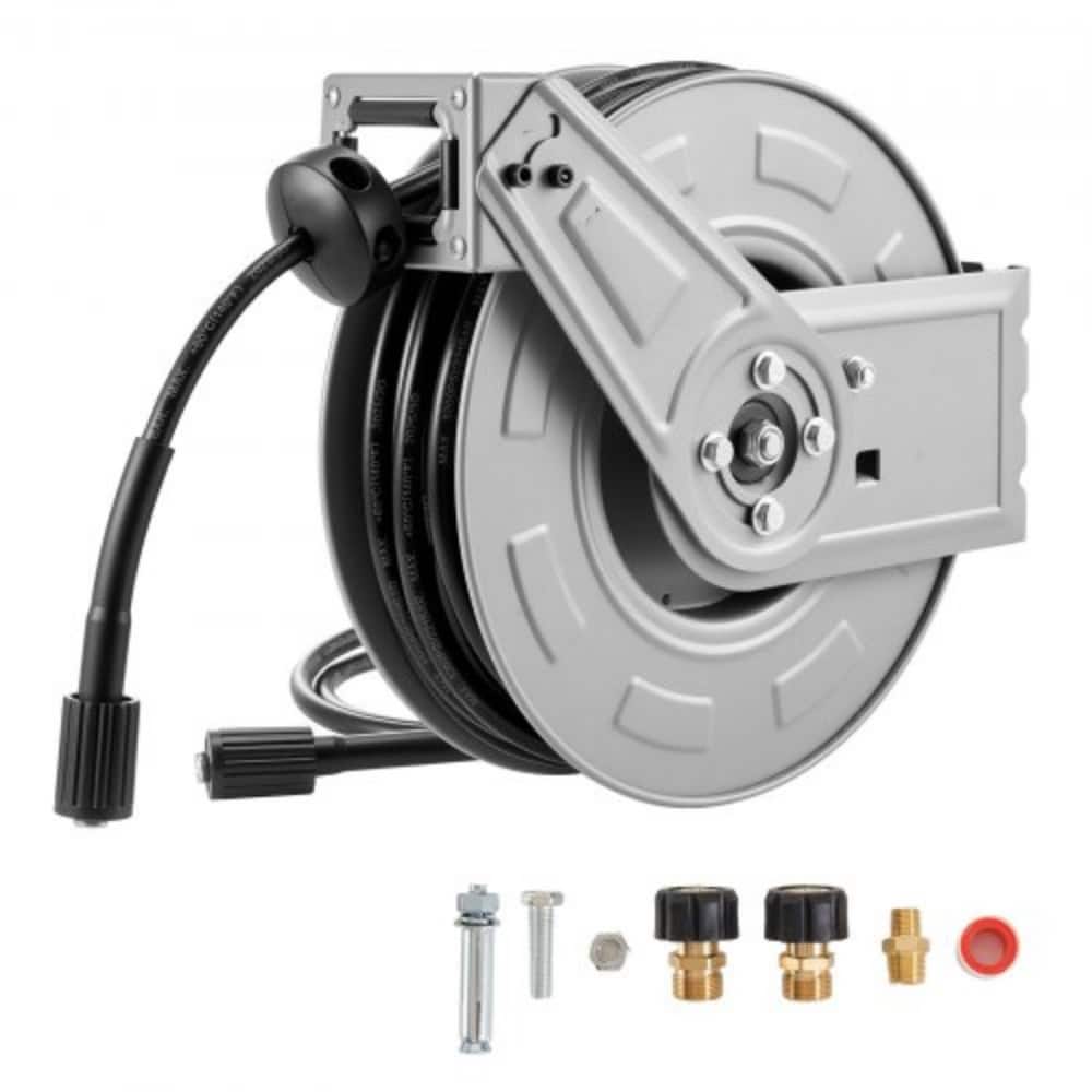Retractable Pressure Washer Hose Reel, 65FT, Wall or Floor Mount - 12.60 x 5.31 x 15.47 in