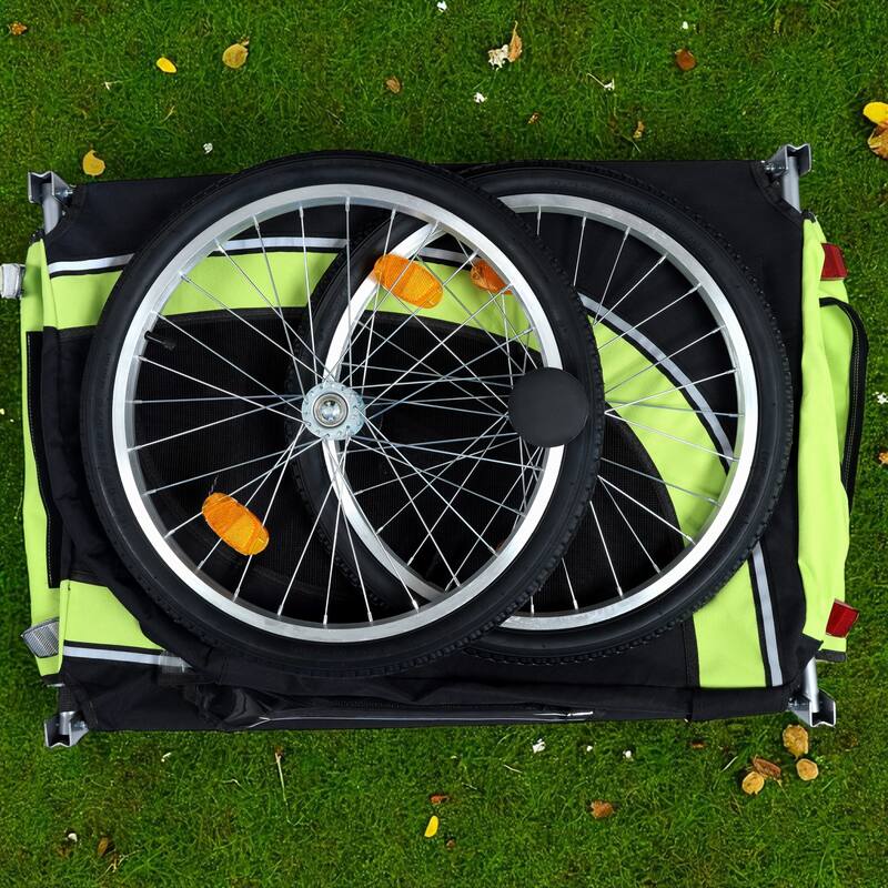 Folding Dog Bike Trailer 66LB Capacity - All-Terrain Pet Carrier with Steel Frame, Rain Cover & Mesh Windows