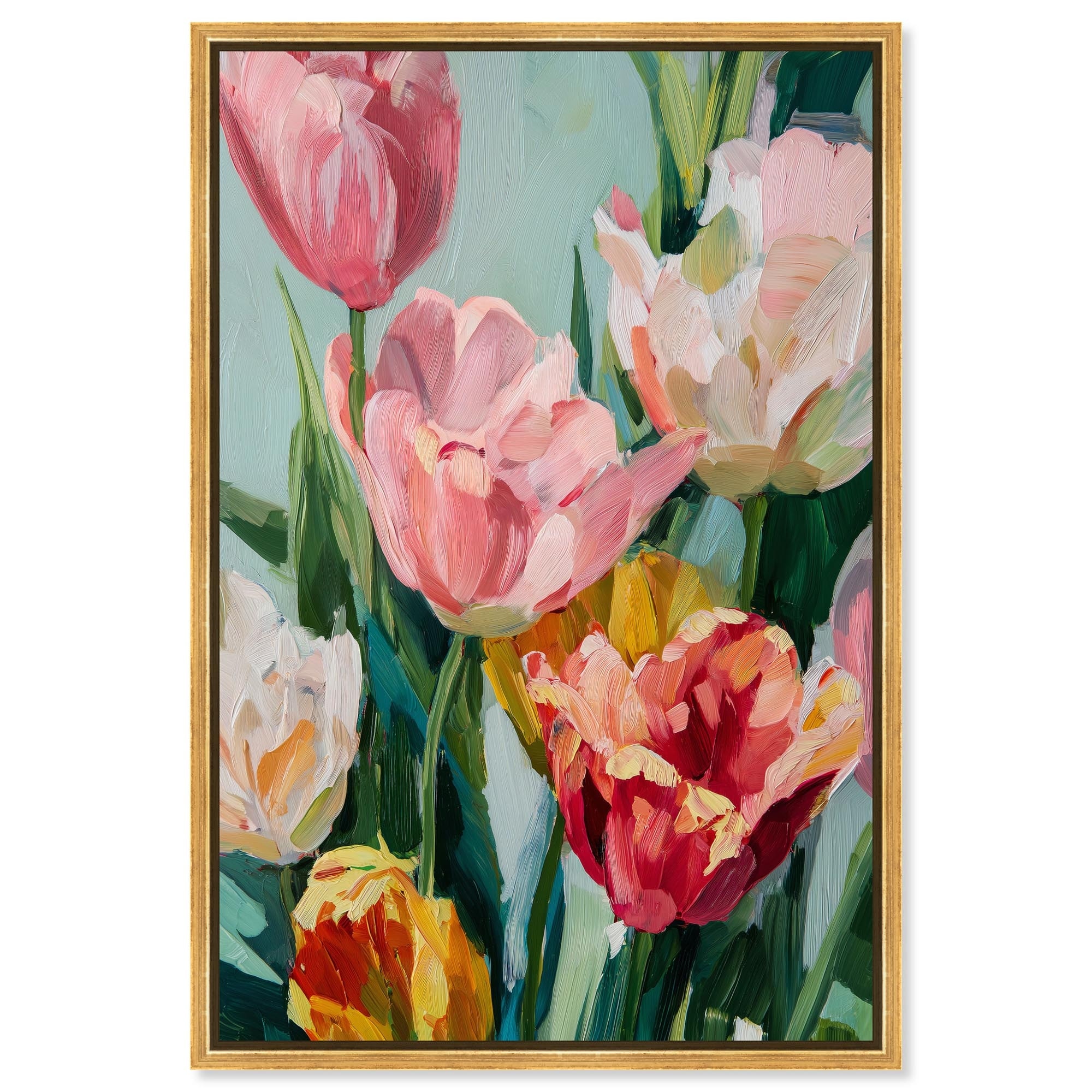 Spring Tulips II Large Floral Art Framed Canvas Print by Art Remedy