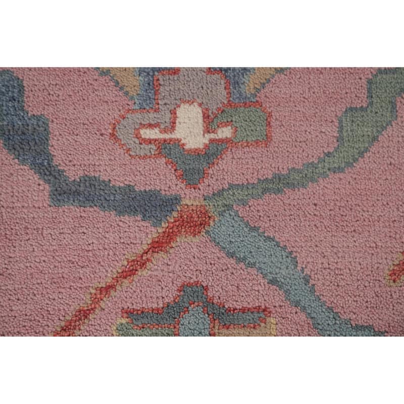 Transitional Pink Oushak Area Rug Hand-Knotted Wool Carpet - 8'2"x 9'10"