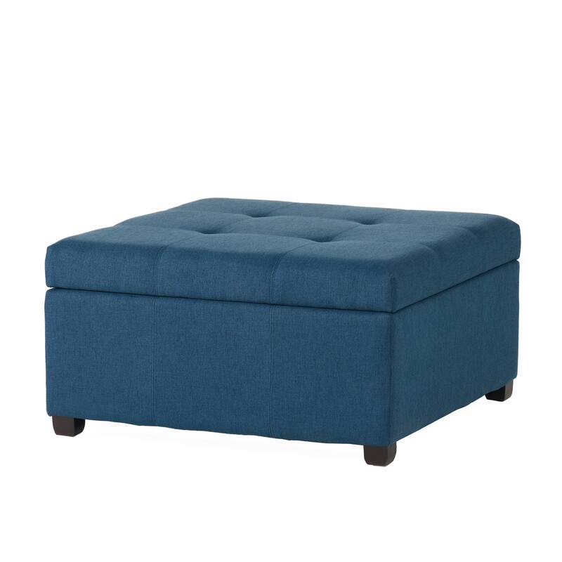 Roomfitters 35" Square Faux Leather Storage Ottoman with Lift-Top, Upholstered Footrest Bench for Living Room or Bedroom