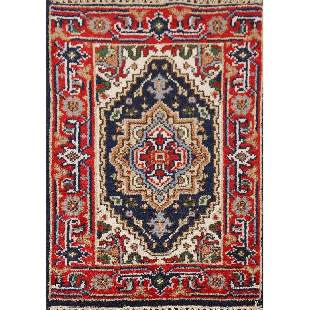 Geometric Heriz Serapi Foyer Rug Hand-Knotted Wool Carpet - 2'0" x 3'0"