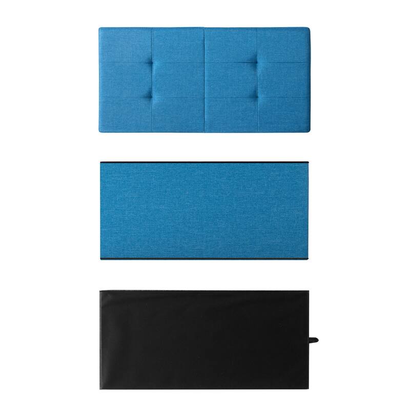 30 Inch Smart Lift Top Button Tufted Fabric Storage Ottoman by Crown Comfort