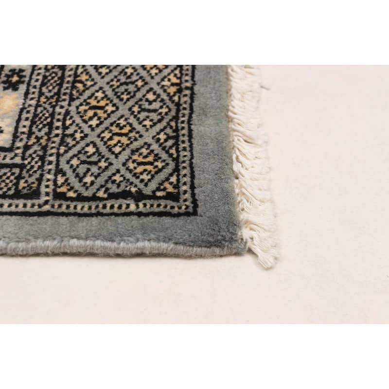 Finest Peshawar Bokhara Grey Rug 5'1" x 7'10" - 5'1 x 7'10