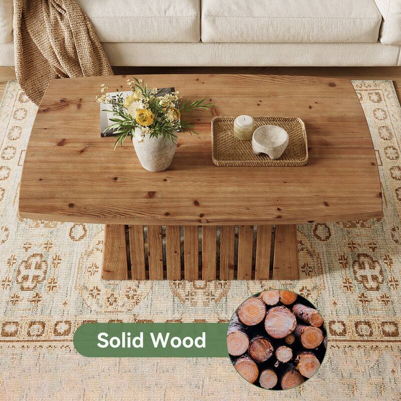 Solid Wood Coffee Table, 47-Inch Rectangular Center Table